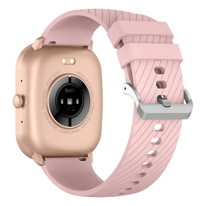 Denver Reloj Inteligente SWC-187RO AMOLED 5.18 cm Pantalla Táctil IP67, Monitor Cardiaco, Tensiómetro, Google Assistant, Unisex, Color Rosa