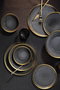 Hermia FRZ16YS856A13520 Juego de Cena de Porcelana 16 Piezas Negro y Dorado Elegante para Buffet y Eventos Especiales