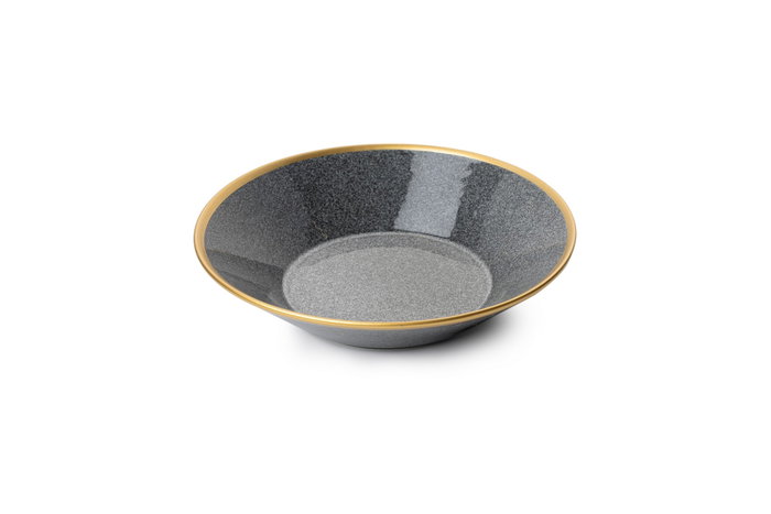 Hermia FRZ16YS856A13520 Juego de Cena de Porcelana 16 Piezas Negro y Dorado Elegante para Buffet y Eventos Especiales