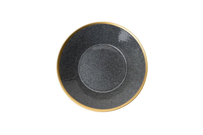 Hermia FRZ16YS856A13520 Juego de Cena de Porcelana 16 Piezas Negro y Dorado Elegante para Buffet y Eventos Especiales