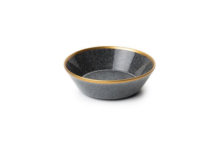 Hermia FRZ16YS856A13520 Juego de Cena de Porcelana 16 Piezas Negro y Dorado Elegante para Buffet y Eventos Especiales
