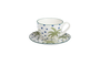 DKD Home Decor Conjunto de Taza y Plato de Porcelana PALM 25 Azul