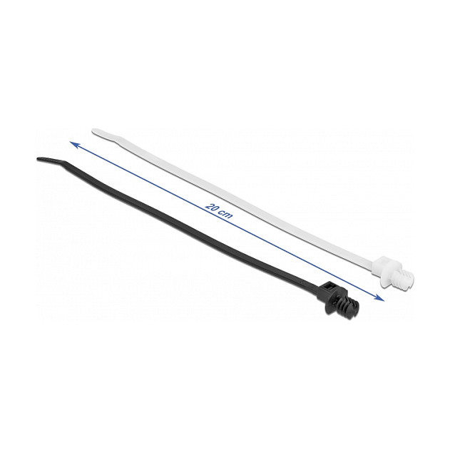 DeLOCK Bridas de Cable, 100 Piezas, L 200 mm x A 4,8 mm, Material Poliamida, Color Negro/Transparente, UL94 V2, Para Conjuntos hasta 5 cm