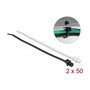 DeLOCK Bridas de Cable, 100 Piezas, L 200 mm x A 4,8 mm, Material Poliamida, Color Negro/Transparente, UL94 V2, Para Conjuntos hasta 5 cm