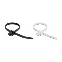 DeLOCK Bridas de Cable, 100 Piezas, L 200 mm x A 4,8 mm, Material Poliamida, Color Negro/Transparente, UL94 V2, Para Conjuntos hasta 5 cm