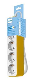 PHILIPS Base múltiple de 4 tomas - blanco/amarillo