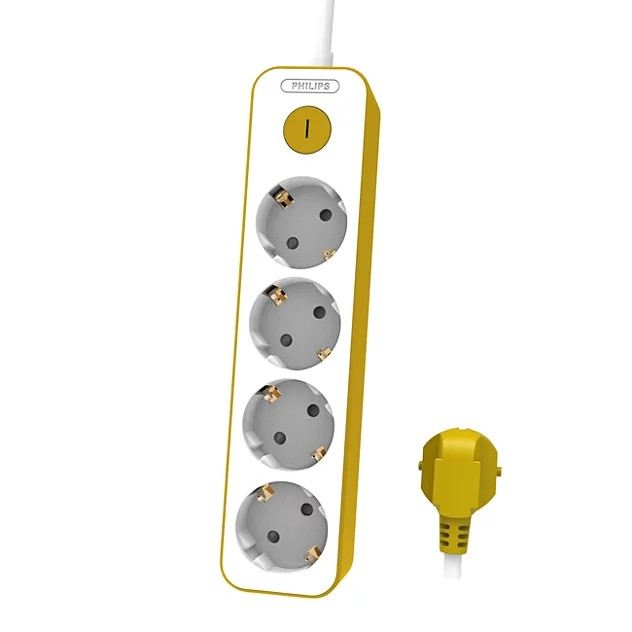 PHILIPS Base múltiple de 4 tomas - blanco/amarillo