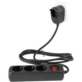 Rev Regleta de enchufes Powersplit 3+1 tomas con interruptor, 2m, negro