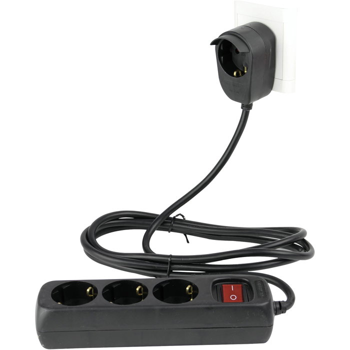 Rev Regleta de enchufes Powersplit 3+1 tomas con interruptor, 2m, negro Rev Regleta de enchufes Powersplit 3+1 tomas con interruptor, 2m, negro