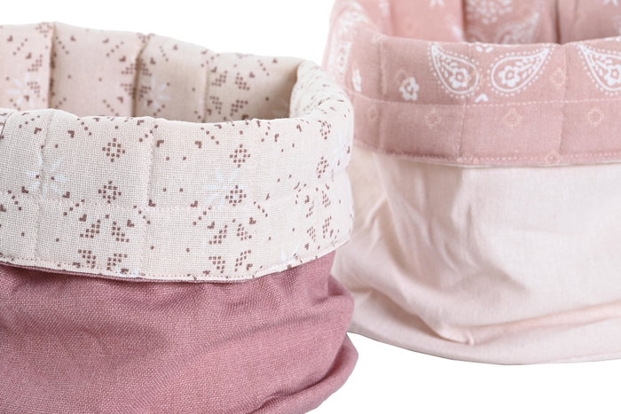 DKD Home Decor Cesta Rosa Blanco Scandi 16 x 11 x 16 cm (6 Unidades)