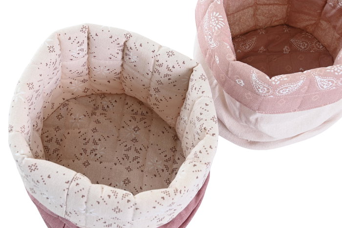 DKD Home Decor Cesta Rosa Blanco Scandi 16 x 11 x 16 cm (6 Unidades)