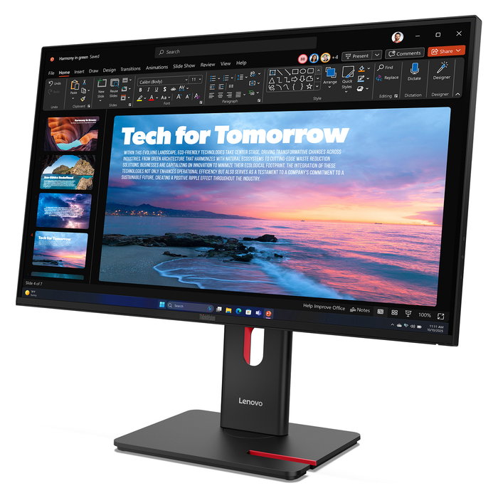 Lenovo ThinkVision T27QD-40 Monitor LED 27" QHD 2K 2560x1440 IPS 120Hz HDR10 USB-C Hub HDMI DP Professional