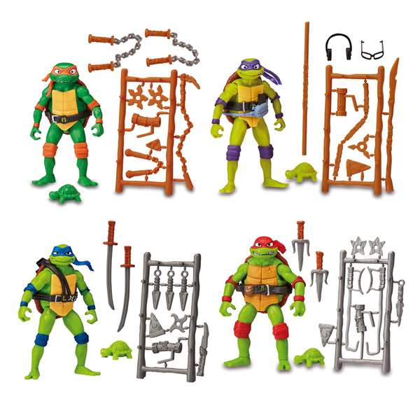 Famosa Tortugas Ninja Movie Figura Básica 7 cm Totalmente Articulada Incluye Accesorio de Lucha