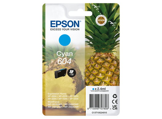 Epson Cartucho de Tinta 604 Cian C13T10G24010 Estándar Epson Cartucho de Tinta 604 Cian C13T10G24010 Estándar