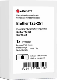Agfa Photo Cinta mecanográfica Negro sobre blanco APRTZE251 compatible con Brother TZe-251