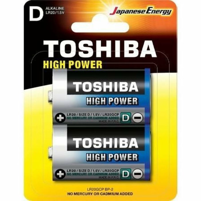 Toshiba Pack de 2 Pilas Alcalinas Tipo D LR20GCP BP-2 1,5 V