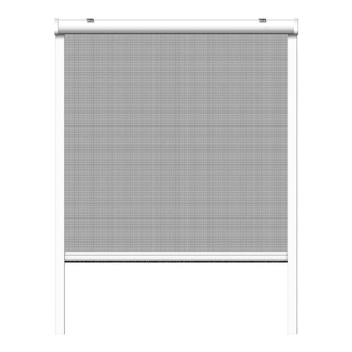 Schellenberg Mosquitera enrollable para ventanas, blanca, 130 x 160 cm, tejido fibra de vidrio antracita, aluminio, ajustable