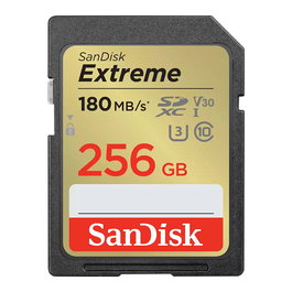 SanDisK Tarjeta de Memoria SDXC 256 GB Extreme UHS-I U3 V30, Velocidad Lectura 180 MB/s Escritura 130 MB/s, Resistente a Agua, Temperatura y Rayos X