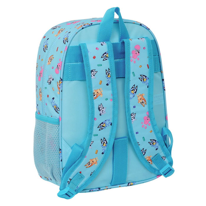 SAFTA Mochila Escolar Bluey 34cm Adaptable a Carrito Portamochilas con Bolsillos Laterales y Frontal
