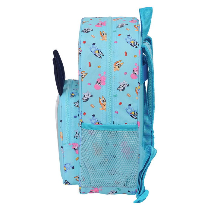 SAFTA Mochila Escolar Bluey 34cm Adaptable a Carrito Portamochilas con Bolsillos Laterales y Frontal