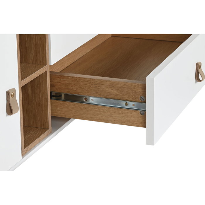DKD Home Decor Mueble TV MDF PU Blanco y Natural 140x40x55 cm