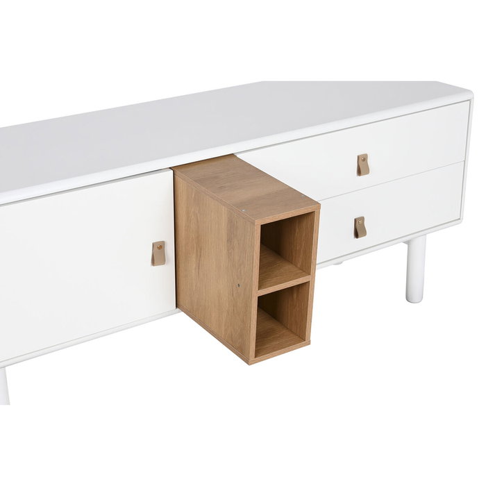 DKD Home Decor Mueble TV MDF PU Blanco y Natural 140x40x55 cm