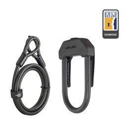 Hiplok DX Combo Candado D y Cable de Máxima Seguridad Grillete Acero 14mm Sold Secure Gold 1480g