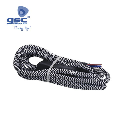 GSC Evolution Cable textil 1.5M (2x0.75mm) clavija+int Blco/Negr