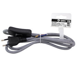GSC Evolution Cable textil 1.5M (2x0.75mm) clavija+int Blco/Negr