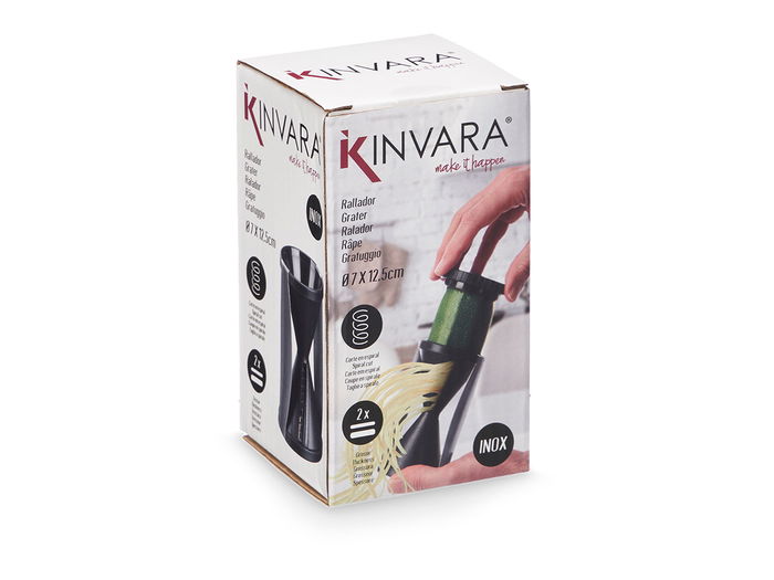 Kinvara Rallador Cónico Negro de Plástico PP y Metal SS430 7 cm x 13 cm x 7 cm (Set de 12)