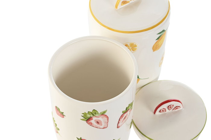 DKD Home Decor Bote de Porcelana Frutas 24, 1.2l, Surtido