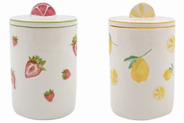 DKD Home Decor Bote de Porcelana Frutas 24, 1.2l, Surtido