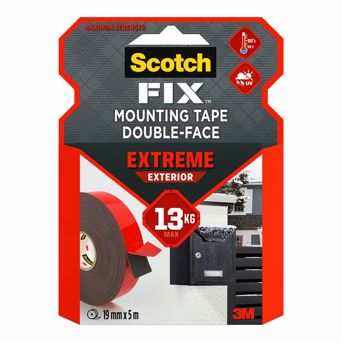 Scotch Cinta de montaje de doble cara Extreme para exteriores, 19mm x 5m Scotch Cinta de montaje de doble cara Extreme para exteriores, 19mm x 5m