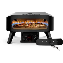 Cozze Horno de Pizza a Gas 13 - Piedra Giratoria, Termómetro, 6.0 kW, Hasta 630°C, Mando Control LED Negro - COZ5708614904343