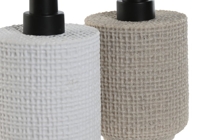 DKD Home Decor Dosificador Beige Blanco 9 x 17 x 10.5 cm (6 Unidades) Materiales Resina y ABS