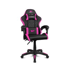 DRIFT Silla Gaming DR35 para PC, Asiento Acolchado Ergonómico con Cojín Lumbar y Cervical, Respaldo Reclinable hasta 135º, Negro/Rosa