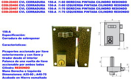 CVL Cerradura 156-A /1-70 Derecha Pintada Cilindro Redondo