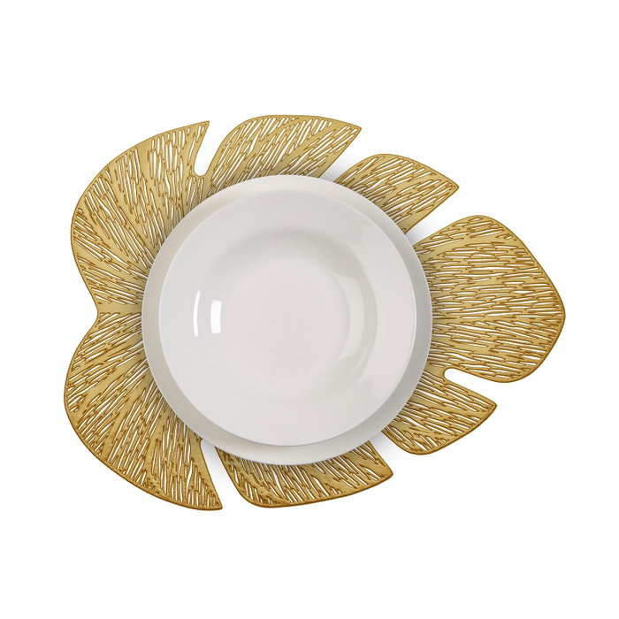 Versa Salvamantel Hoja Dorado PVC 45.5 x 36.5 cm (6 Unidades)