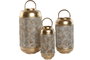 DKD Home Decor Set de 3 Portavelas Metálicos Dorado y Blanco
