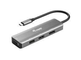 Equip Adaptador USB-C 4 en 1 con HDMI, DisplayPort, VGA y USB 2.0
