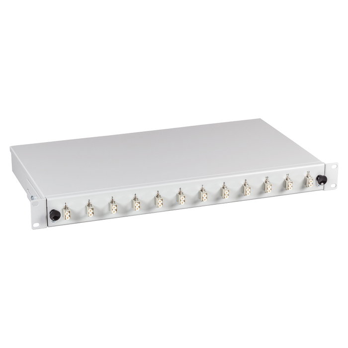 EFB Elektronik Spleibox gris extraíble LC OM4 con 24x Pigtail y 12x Acoplador Duplex