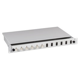 EFB Elektronik Spleibox gris extraíble LC OM4 con 24x Pigtail y 12x Acoplador Duplex