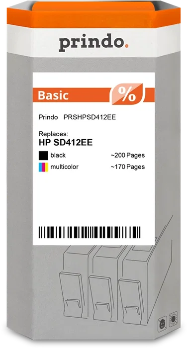 Prindo Basic Multipack Negro/Varios Colores ~370 Páginas Compatible con HP 350+351