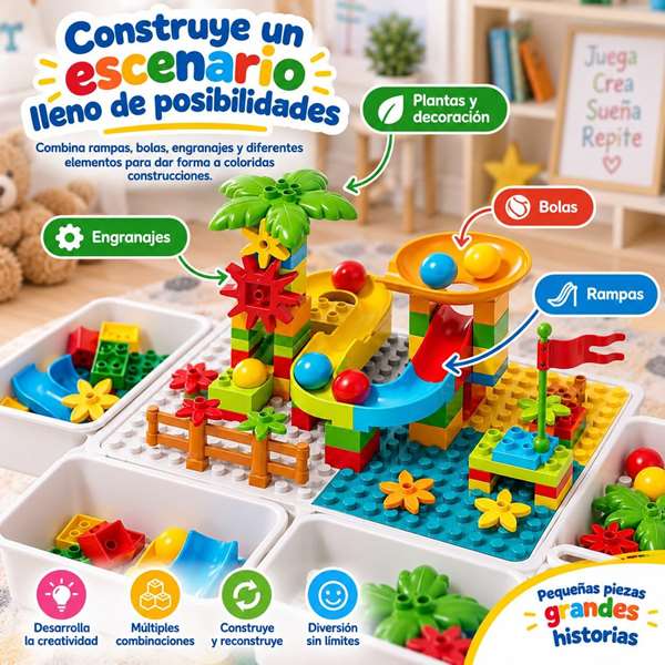 Jugatoys - jugablocks Mesa de Bloques de Construcción con silla y accesorios
