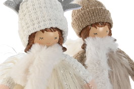 DKD Home Decor Figura Navidad Alpina Crema Beige 8 x 17 x 13 cm (6 Unidades)