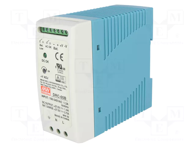MEAN WELL DRC-60B Alimentador de Impulso Buffer de 59,34W 27,6VDC