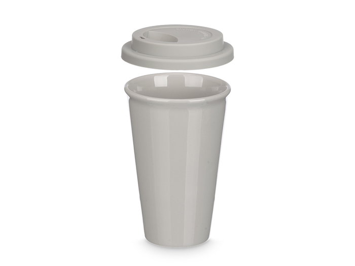 Vessia Vaso Tapa Silicona Gris 360 ml Porcelana 9.8 x 15 x 9.8 cm (Set de 12)