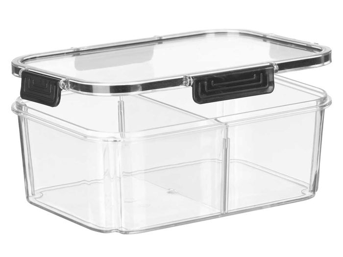 Leknes Fiambrera Hermética con Divisorios Negra 2L, 24x16.5x9 cm (Set de 12)