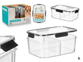 Leknes Fiambrera Hermética con Divisorios Negra 2L, 24x16.5x9 cm (Set de 12)