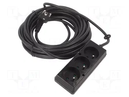 JONEX Prolongador de alimentación H03VV-F 3G1,5mm² 10m Negro